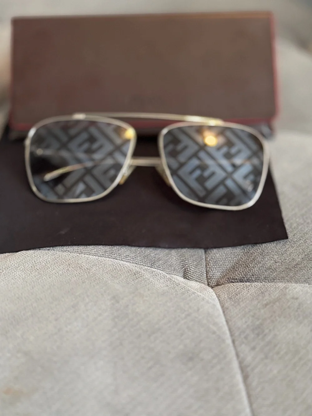 Fendi Silver Sunglasses with Patterned Smoke Lenses
